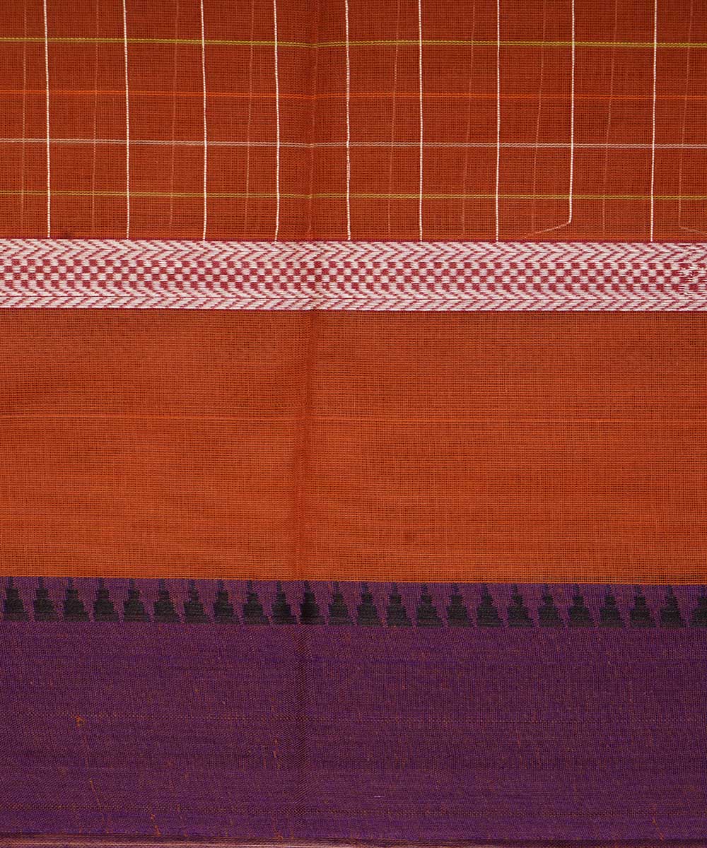 Dark orange handwoven cotton narayanapet sari