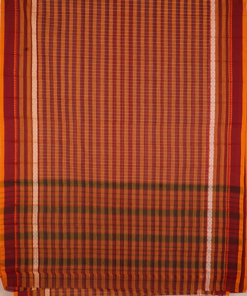 Dark carmine red handwoven cotton narayanapet sari