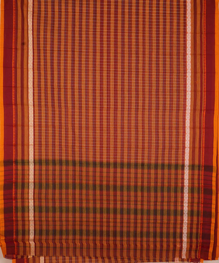 Dark carmine red handwoven cotton narayanapet sari