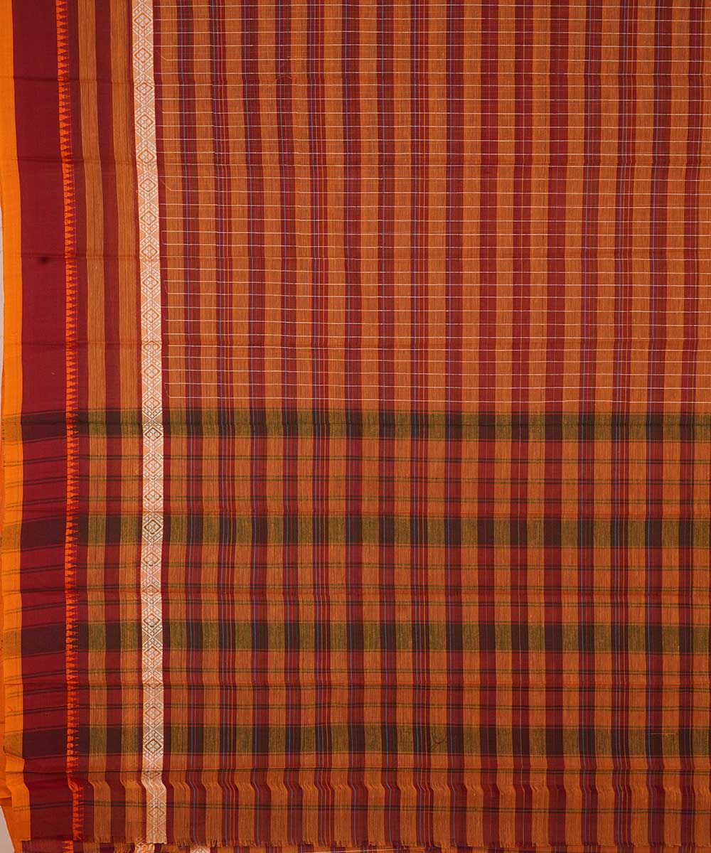 Dark carmine red handwoven cotton narayanapet sari