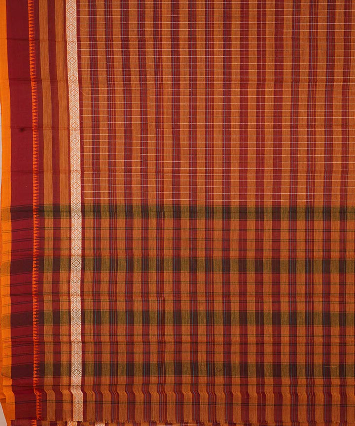 Dark carmine red handwoven cotton narayanapet sari