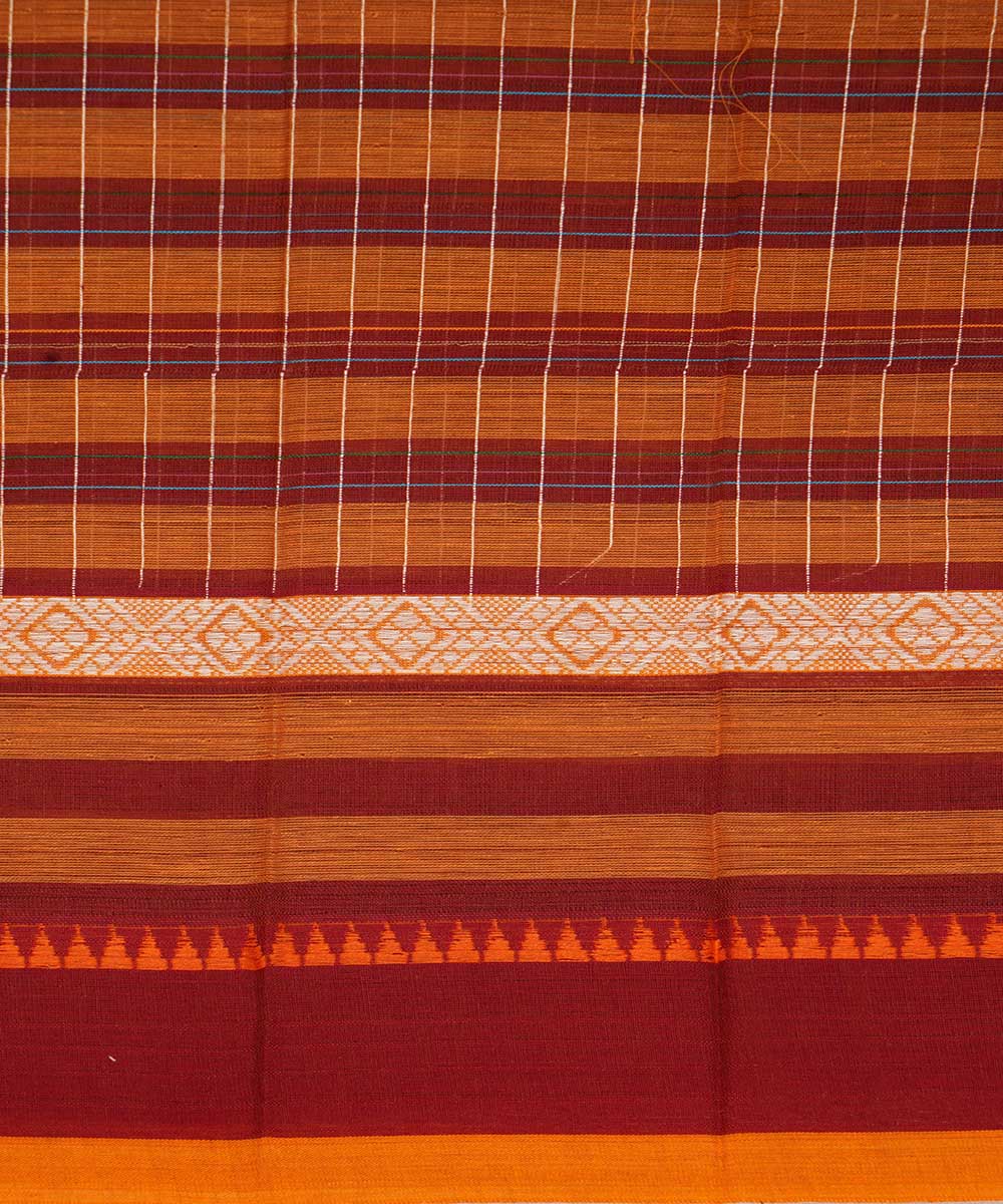 Dark carmine red handwoven cotton narayanapet sari