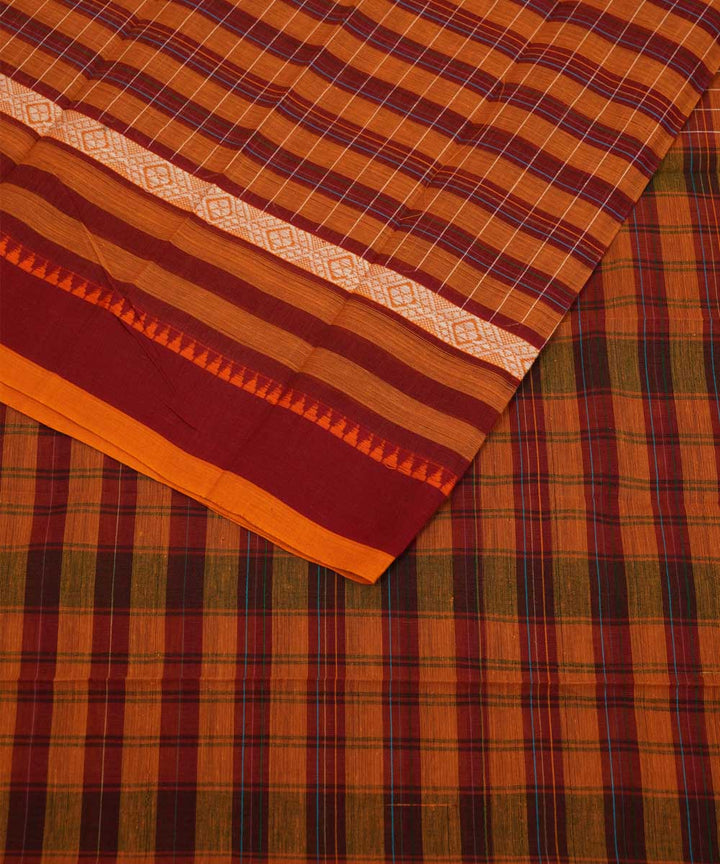 Dark carmine red handwoven cotton narayanapet sari
