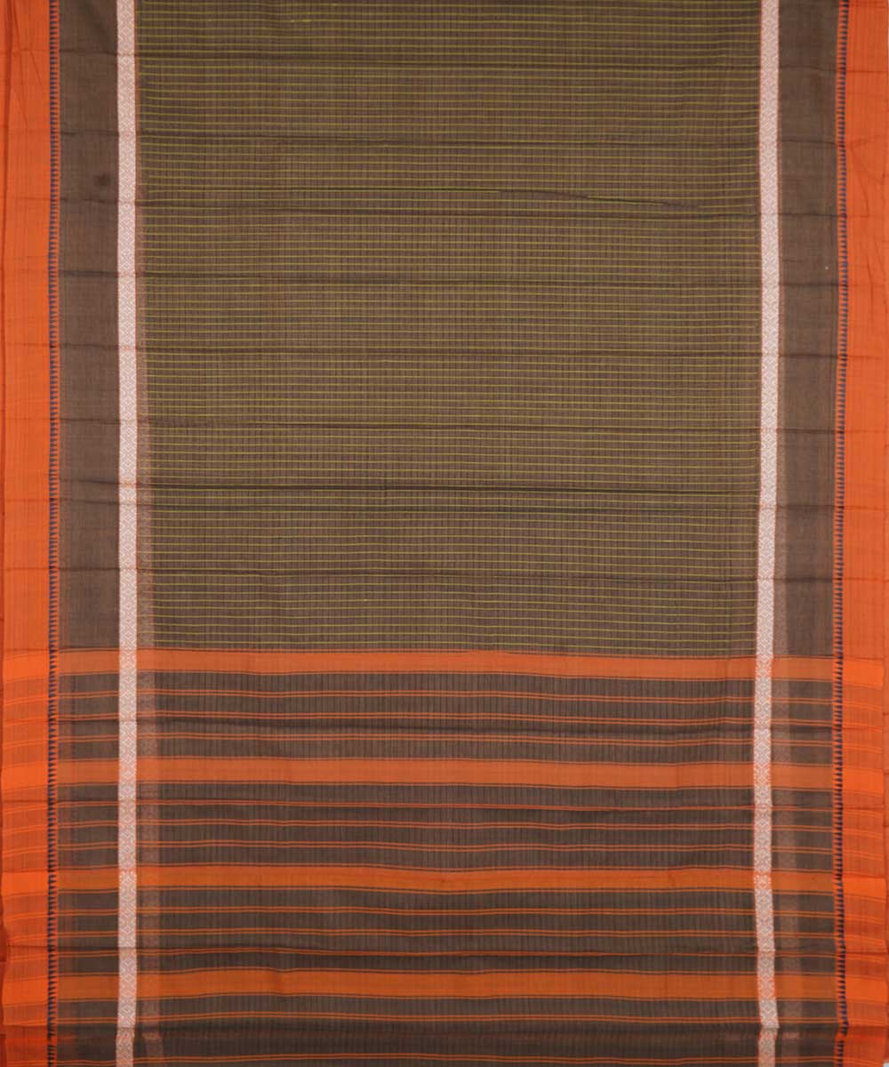 Brown handwoven cotton narayanapet sari