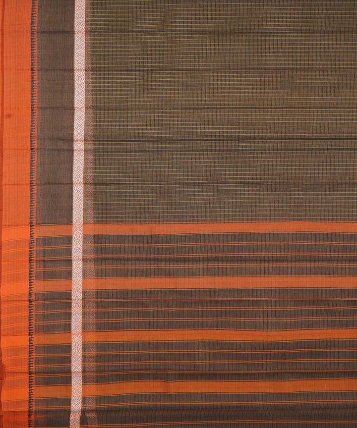 Brown handwoven cotton narayanapet sari