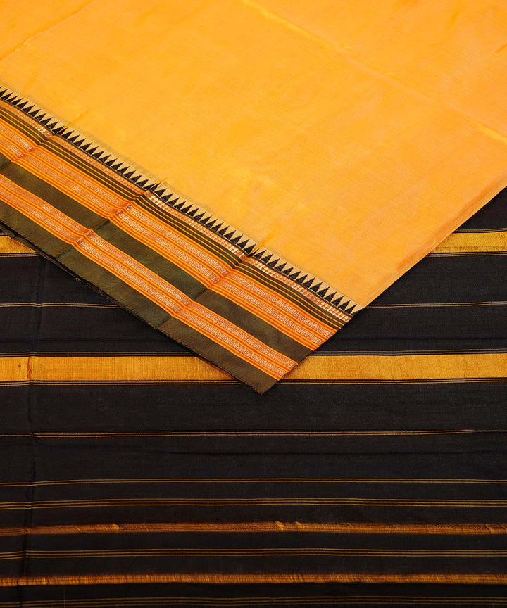 Yellow handwoven narayanpet silk sari