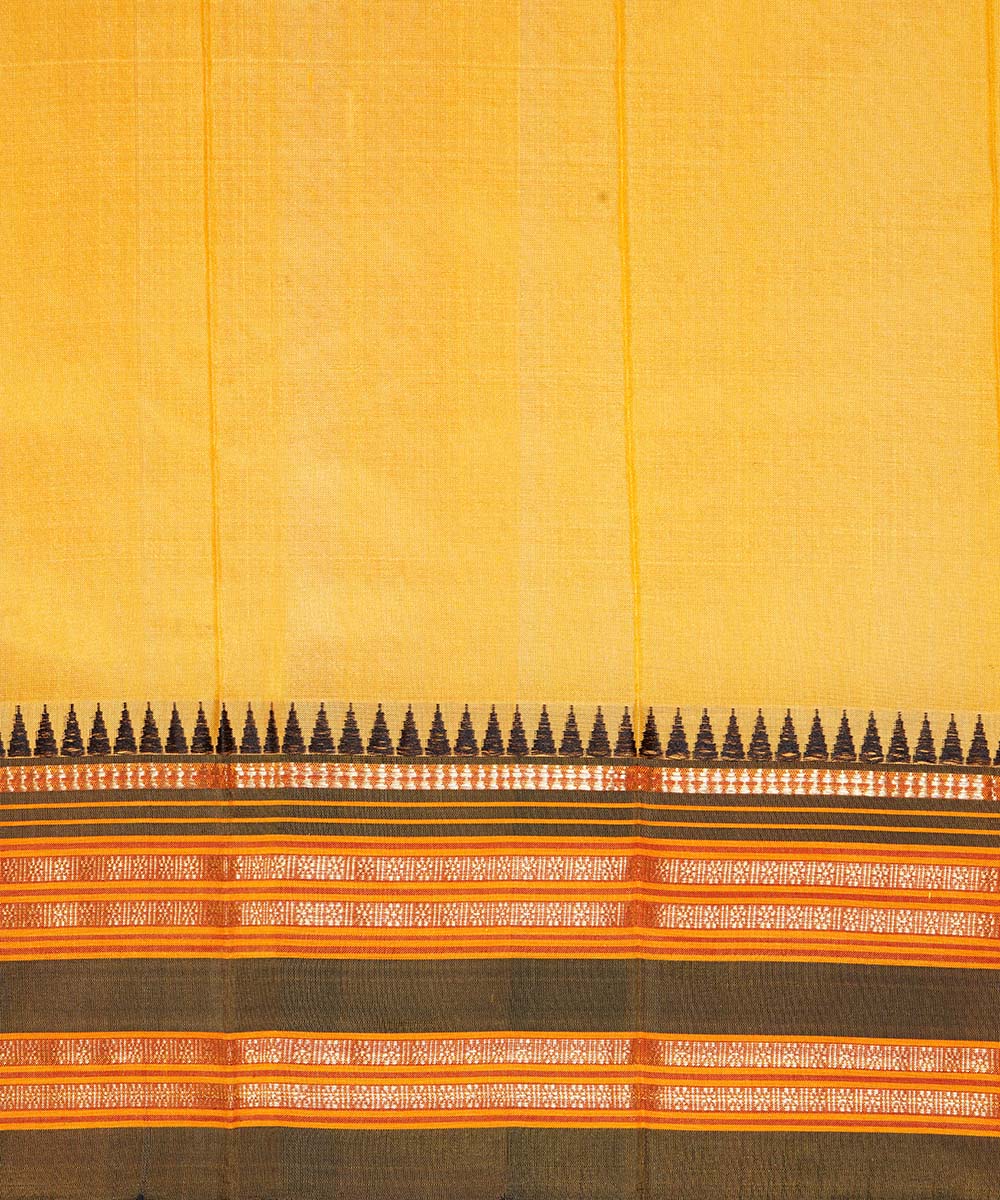 Yellow handwoven narayanpet silk sari