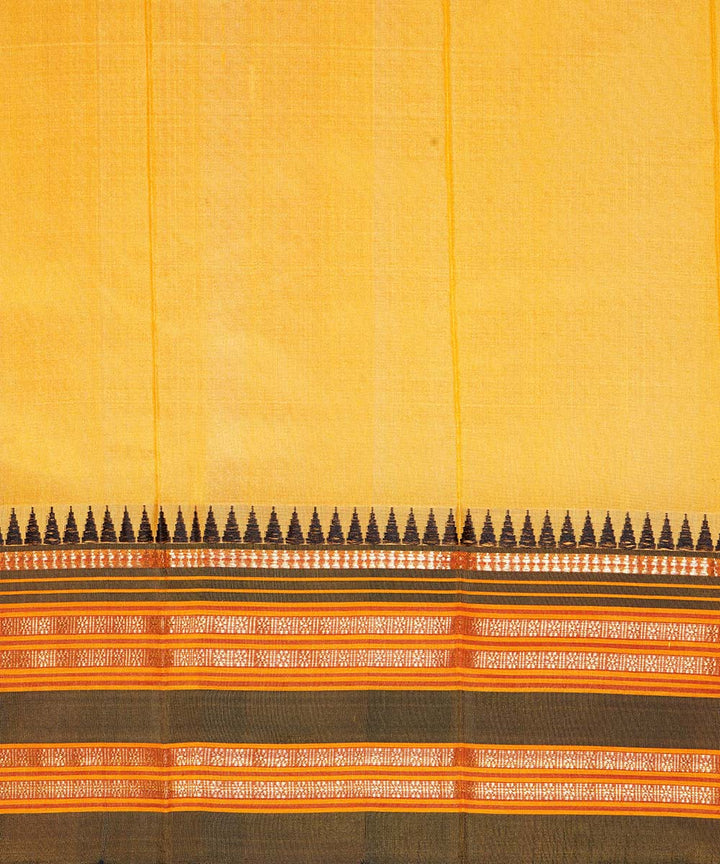 Yellow handwoven narayanpet silk sari