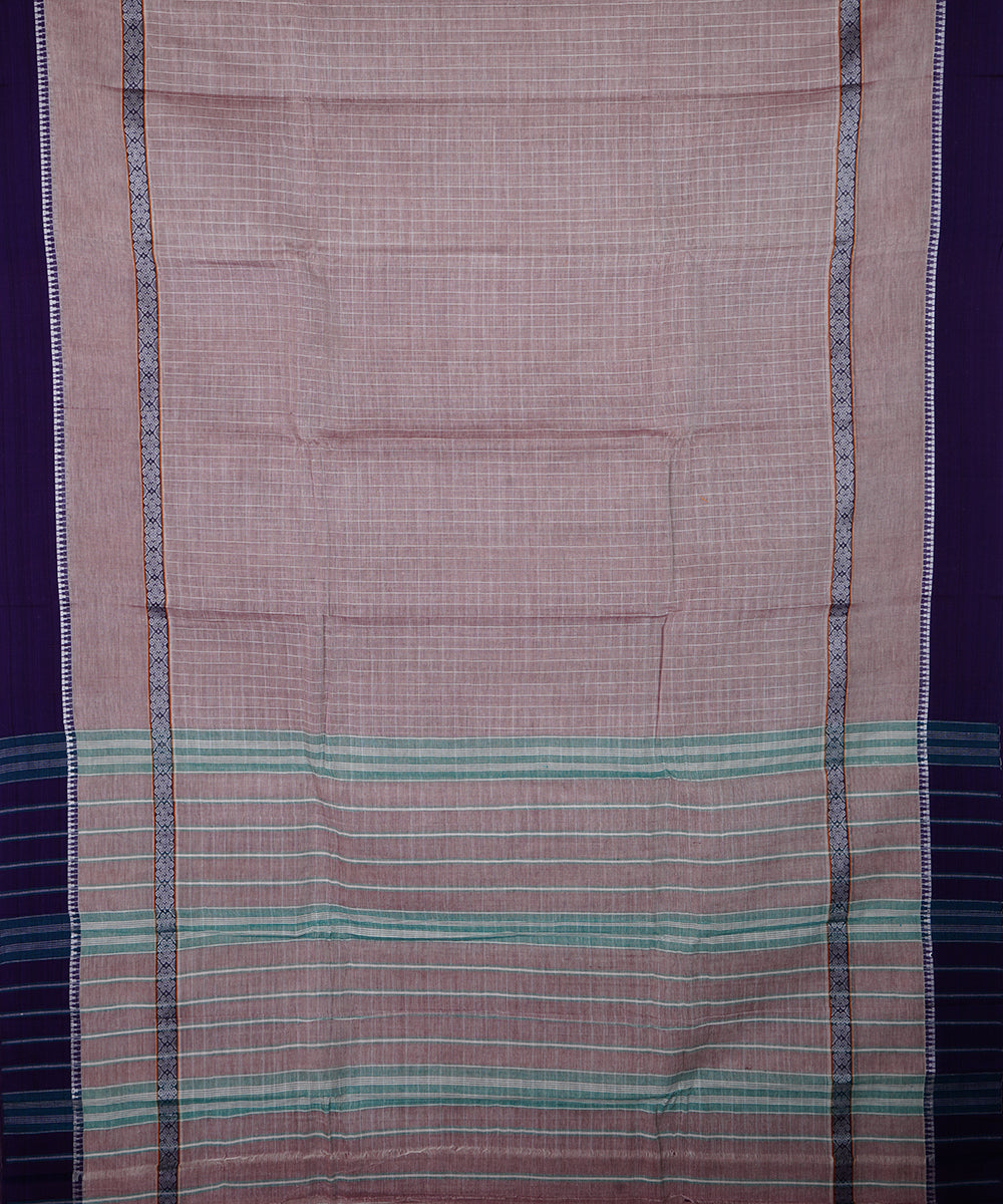 Light brown handwoven narayanpet cotton sari