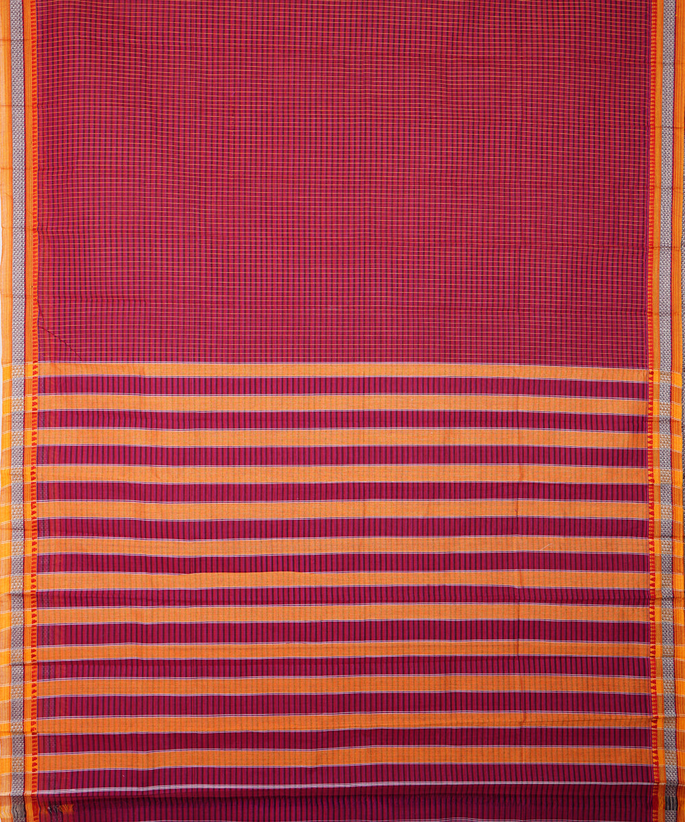 Red handwoven narayanpet cotton sari