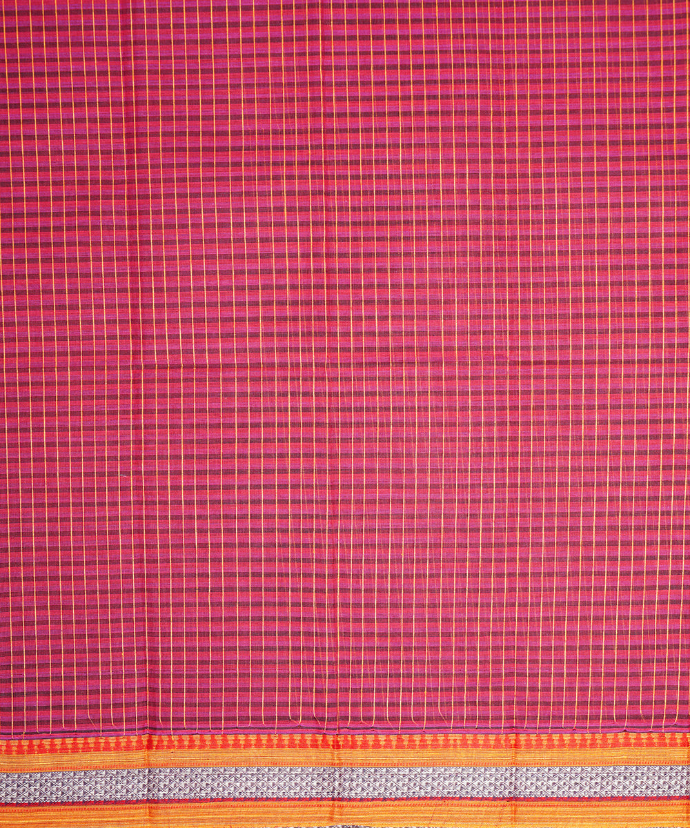 Red handwoven narayanpet cotton sari