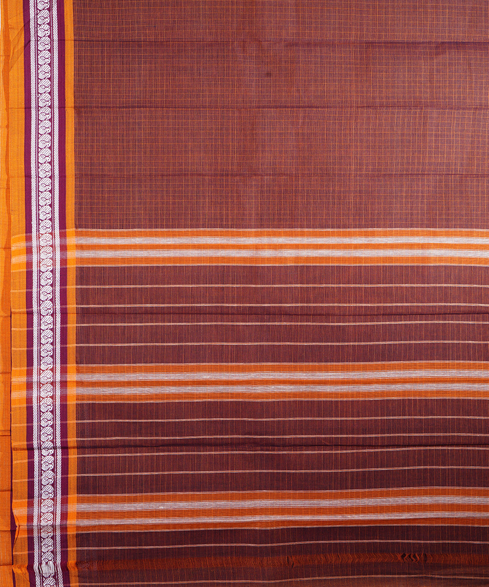 Maroon handwoven narayanpet cotton sari