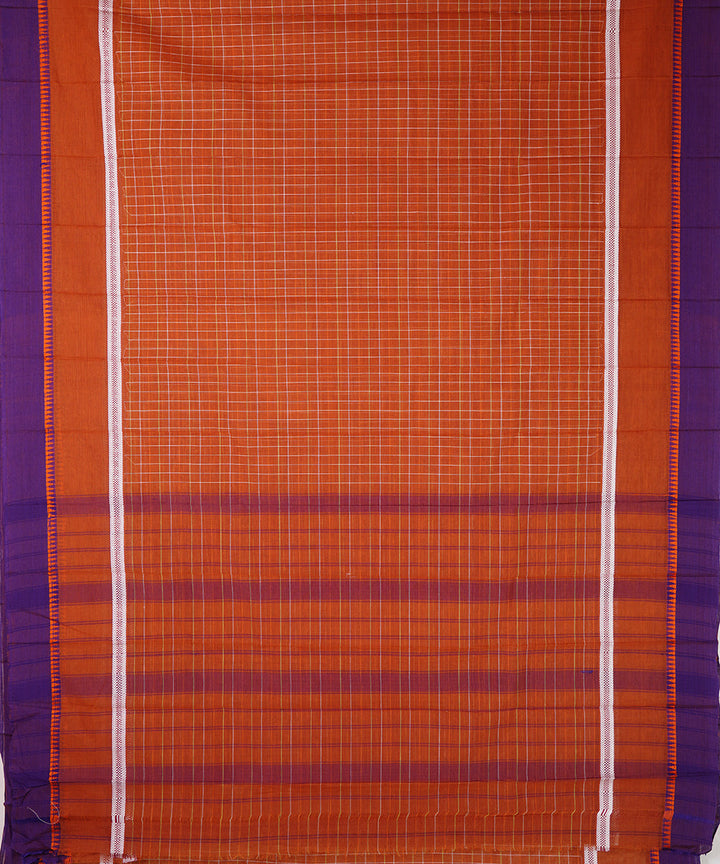 Orange hand woven narayanpet cotton sari