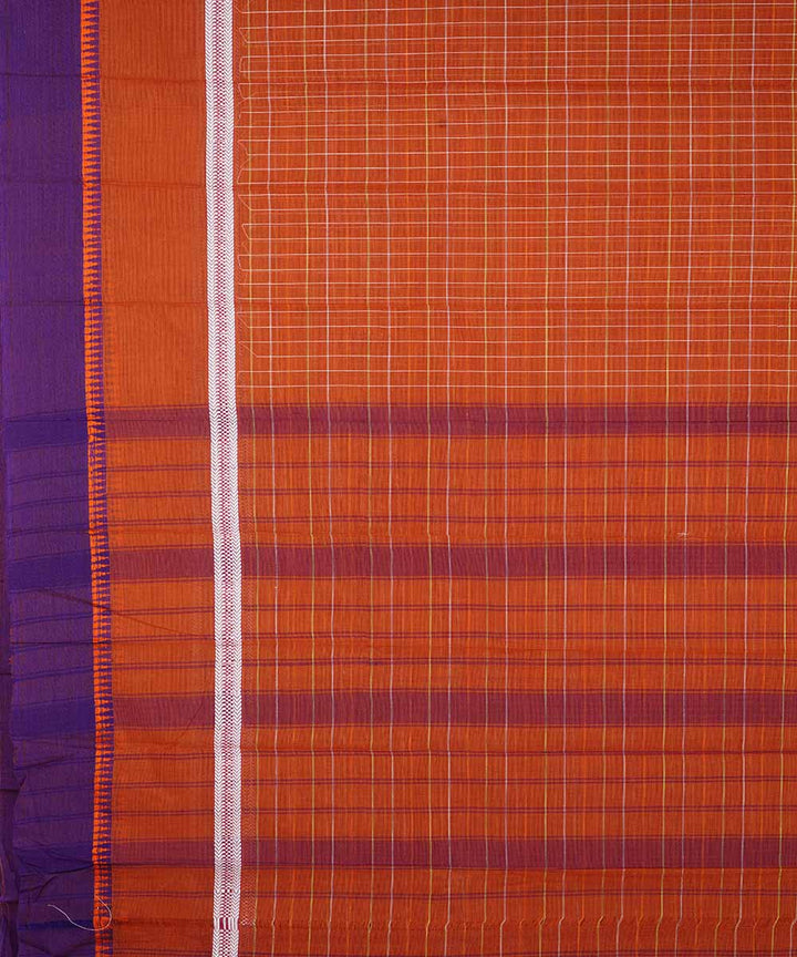 Orange hand woven narayanpet cotton sari