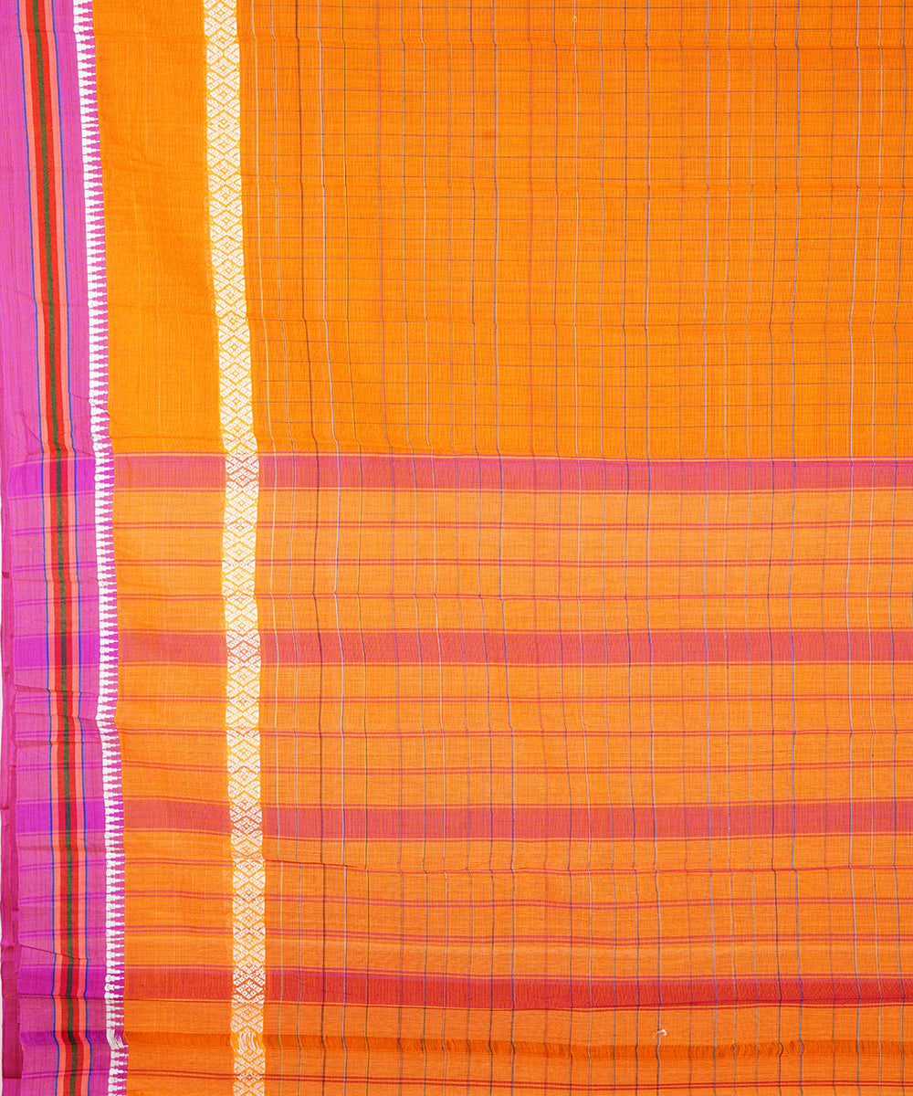 Sun yellow handwoven narayanpet cotton sari