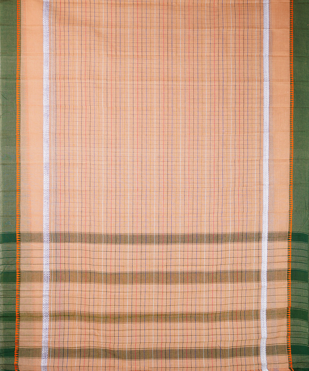 Peach handwoven narayanpet cotton sari