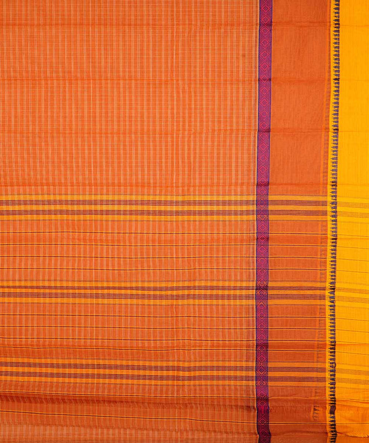 Mustard handwoven narayanpet cotton sari