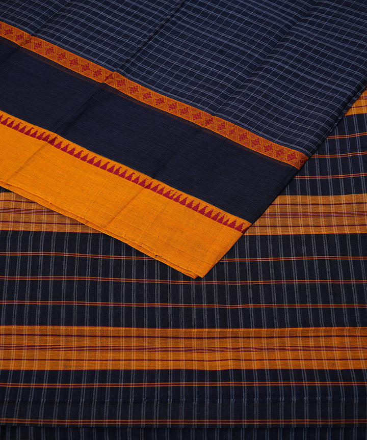 Navy blue handloom narayanpet cotton sari