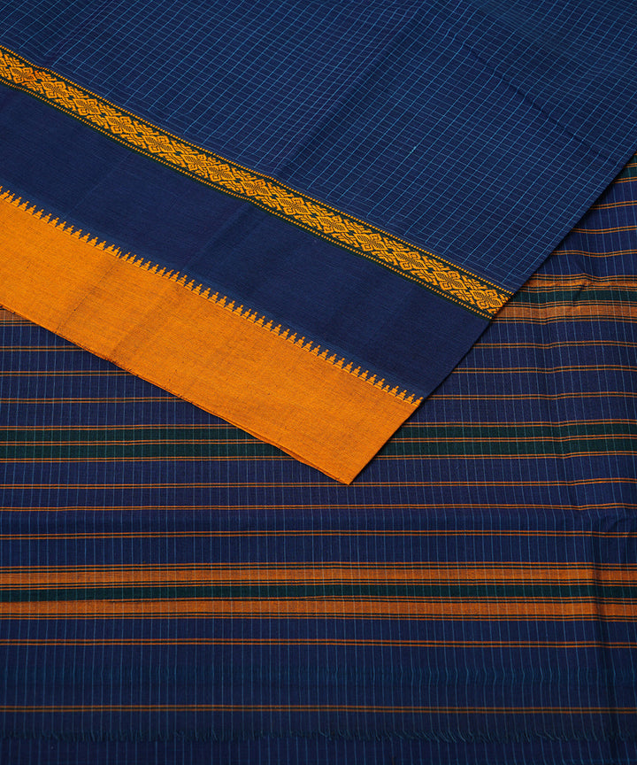 Navy blue handwoven narayanpet cotton sari