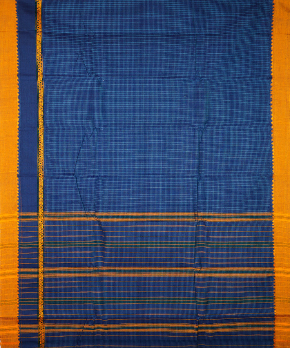 Navy blue handwoven narayanpet cotton sari