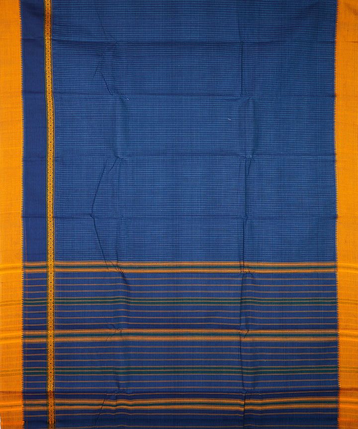 Navy blue handwoven narayanpet cotton sari