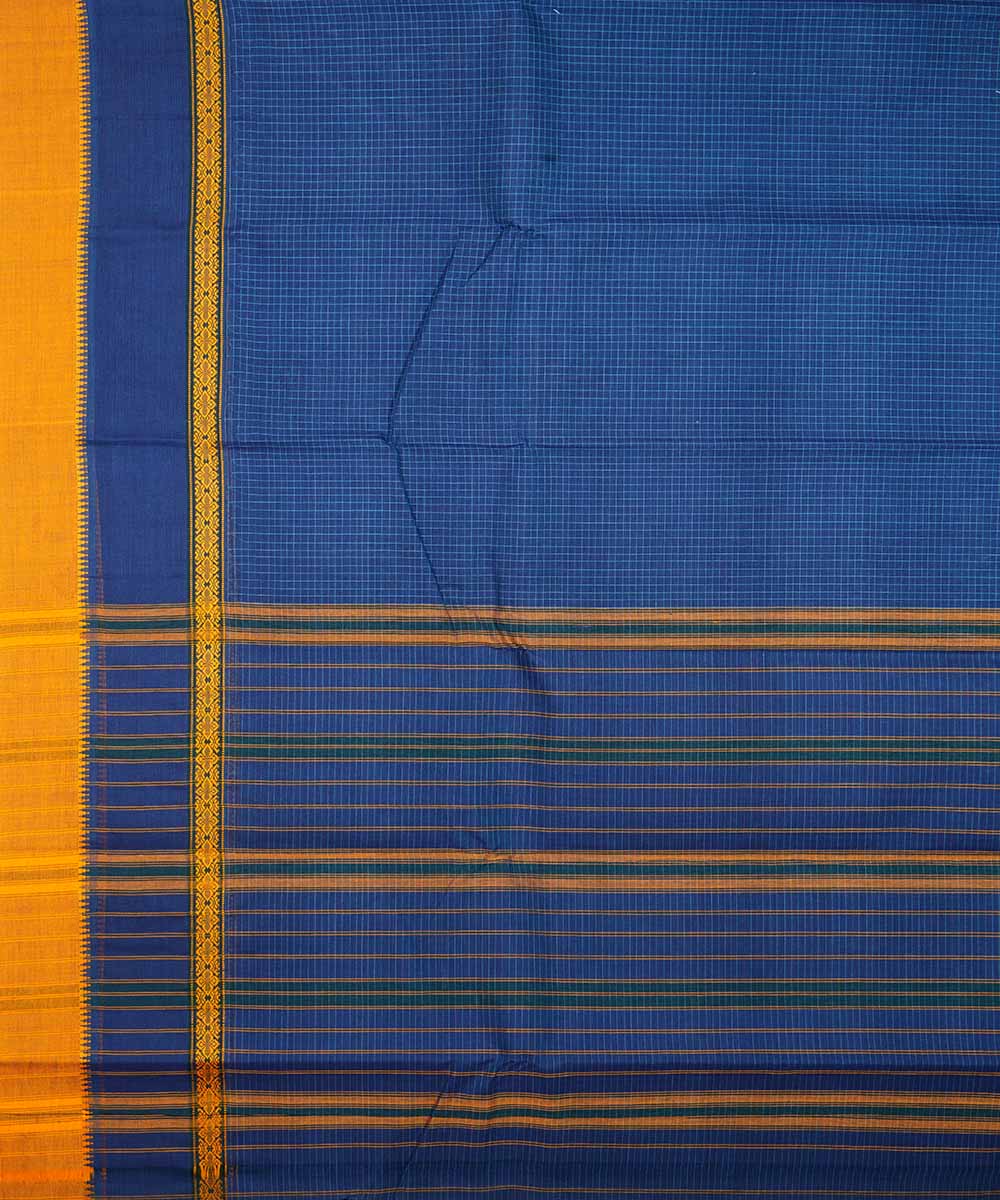 Navy blue handwoven narayanpet cotton sari