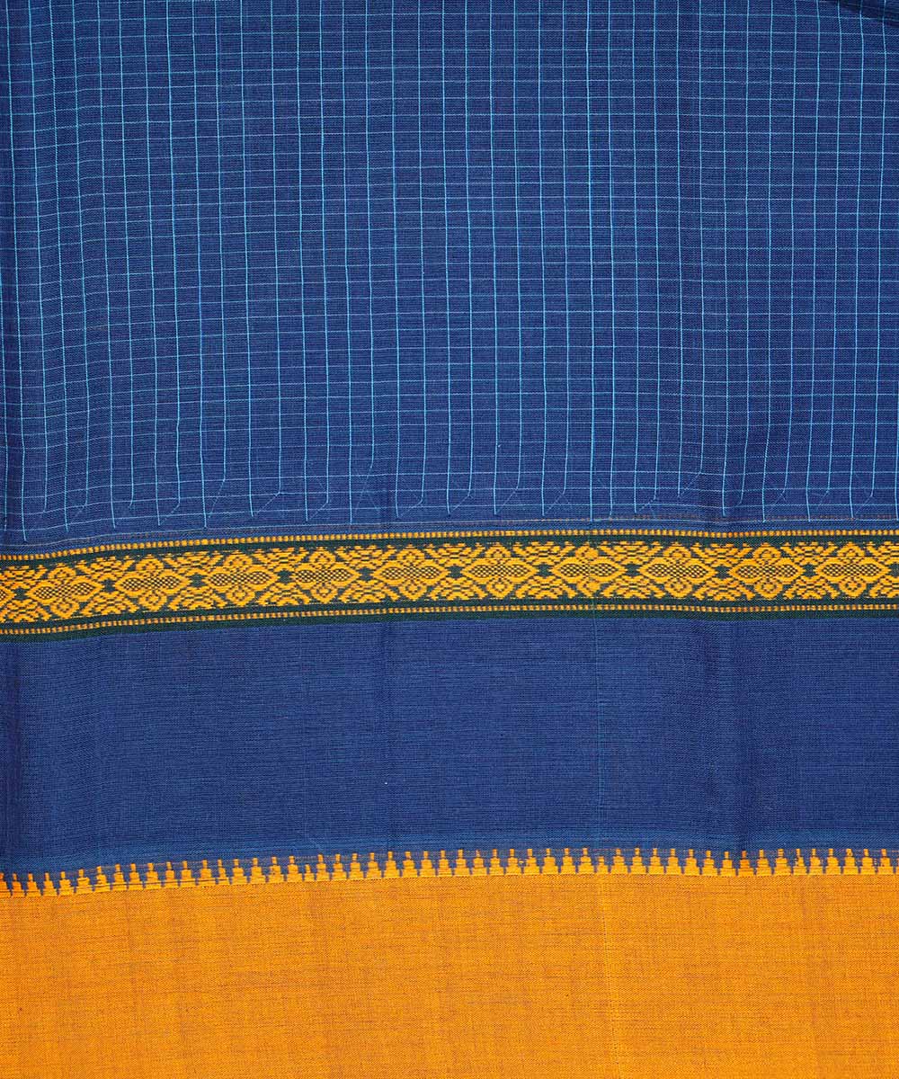 Navy blue handwoven narayanpet cotton sari
