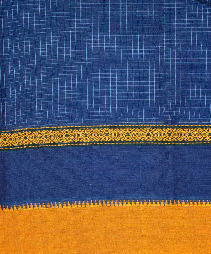 Navy blue handwoven narayanpet cotton sari