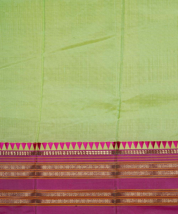 Lime green handwoven narayanpet silk sari