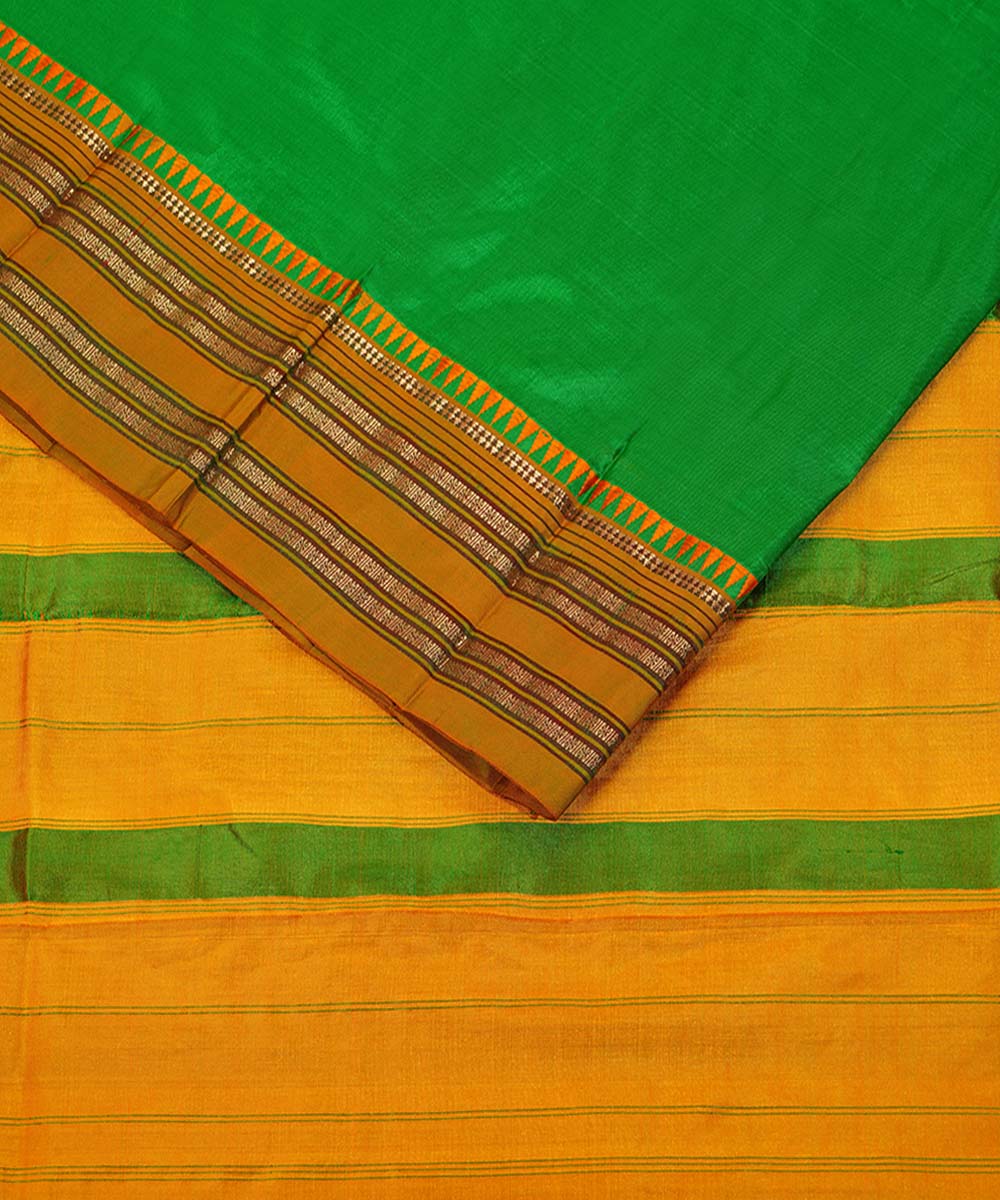 Green handwoven narayanpet silk sari