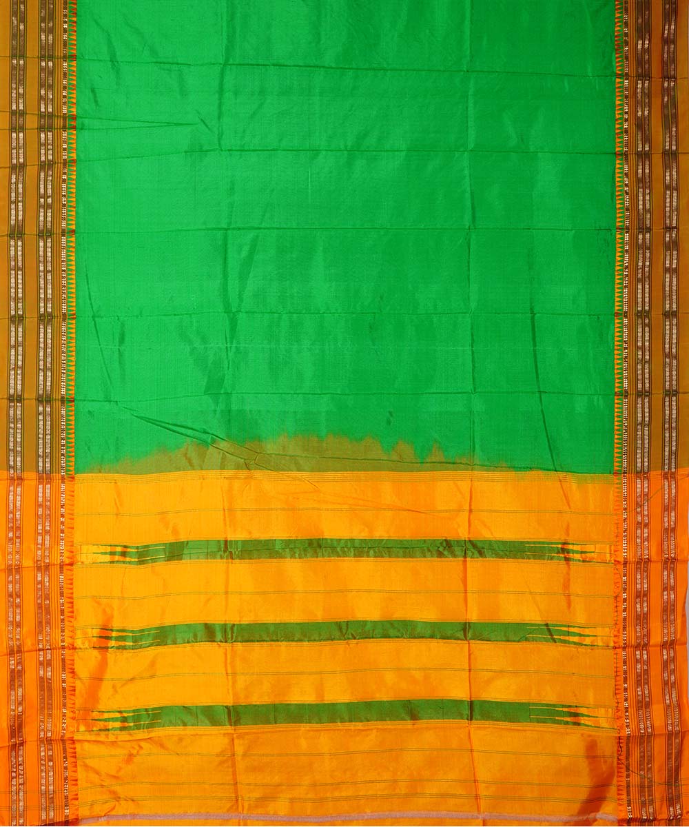 Green handwoven narayanpet silk sari