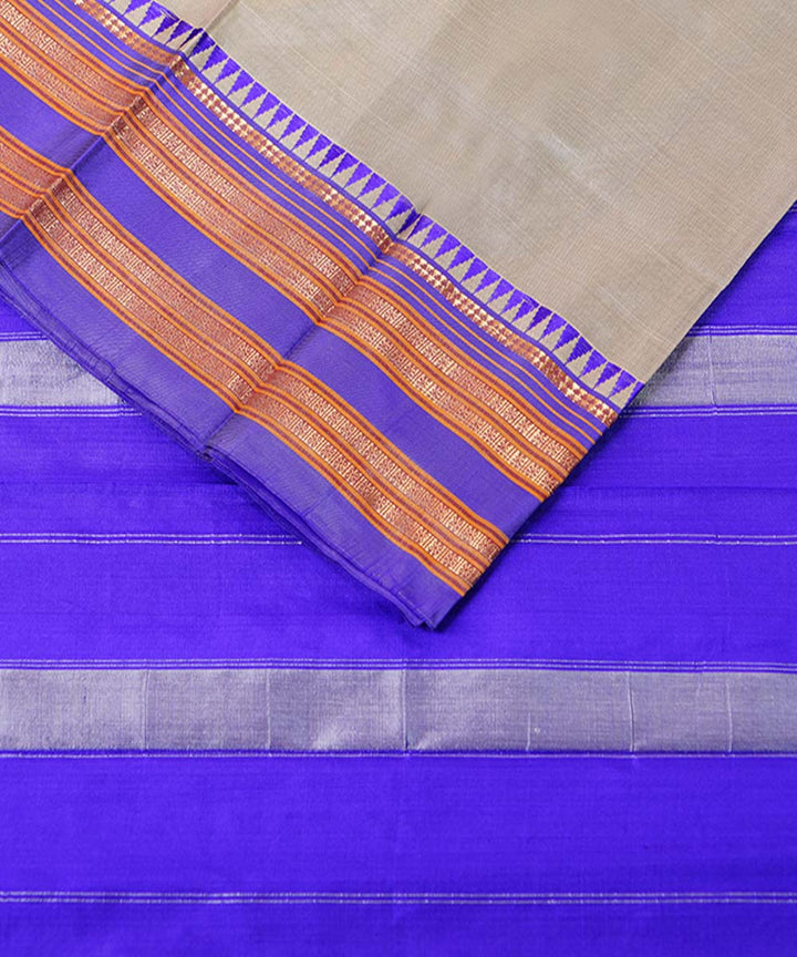 Grey handwoven narayanpet silk sari