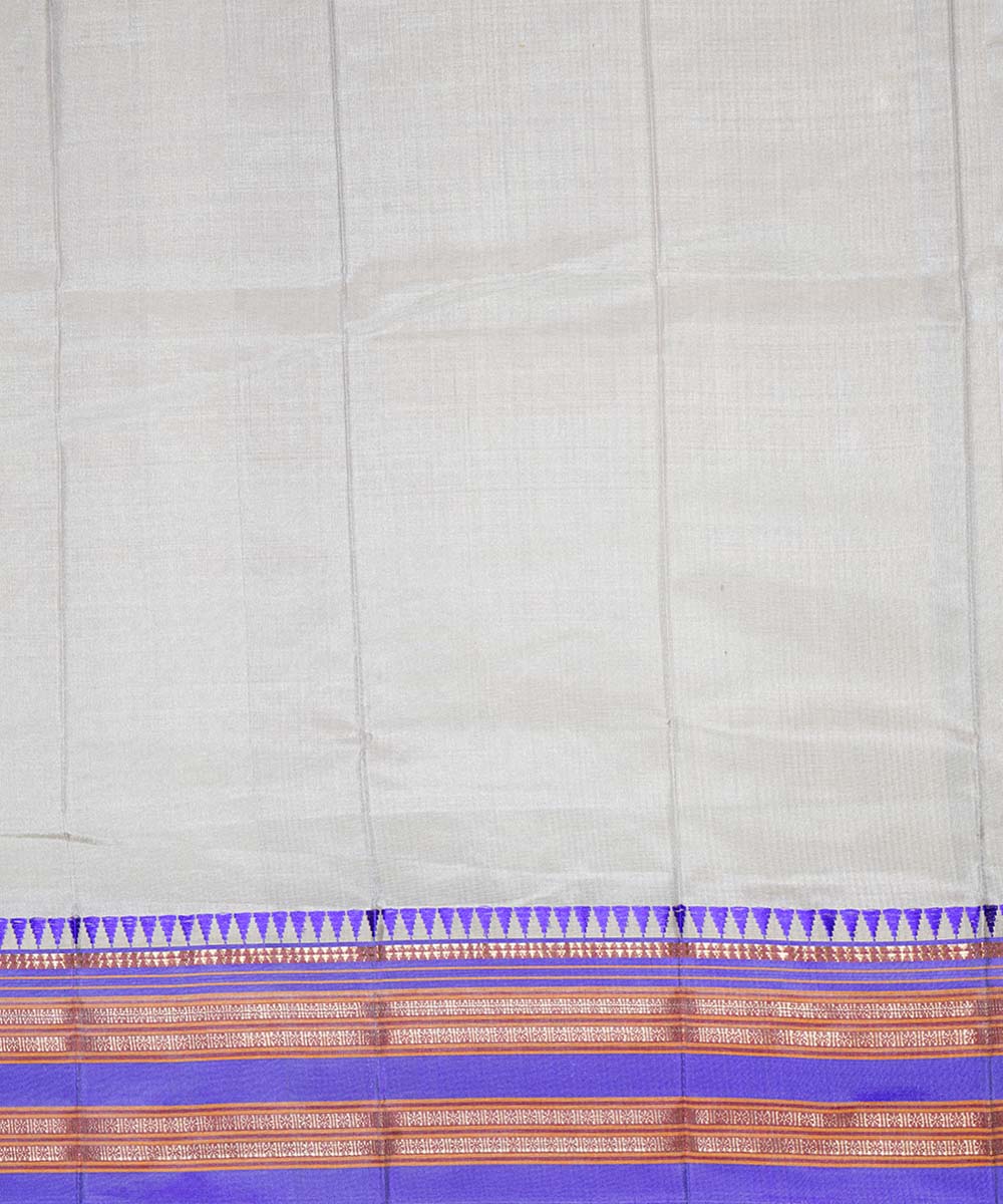 Grey handwoven narayanpet silk sari