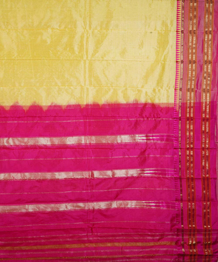 Yellow handloom narayanpet silk sari