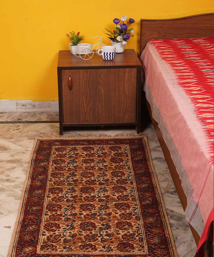 Handwoven multi colour warangal cotton kalamkari durrie