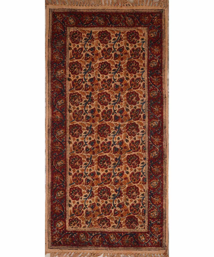 Handwoven multi colour warangal cotton kalamkari durrie