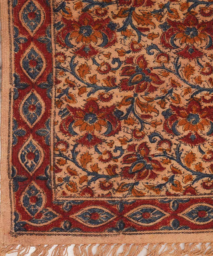 Hand woven multi color warangal cotton kalamkari dhurrie