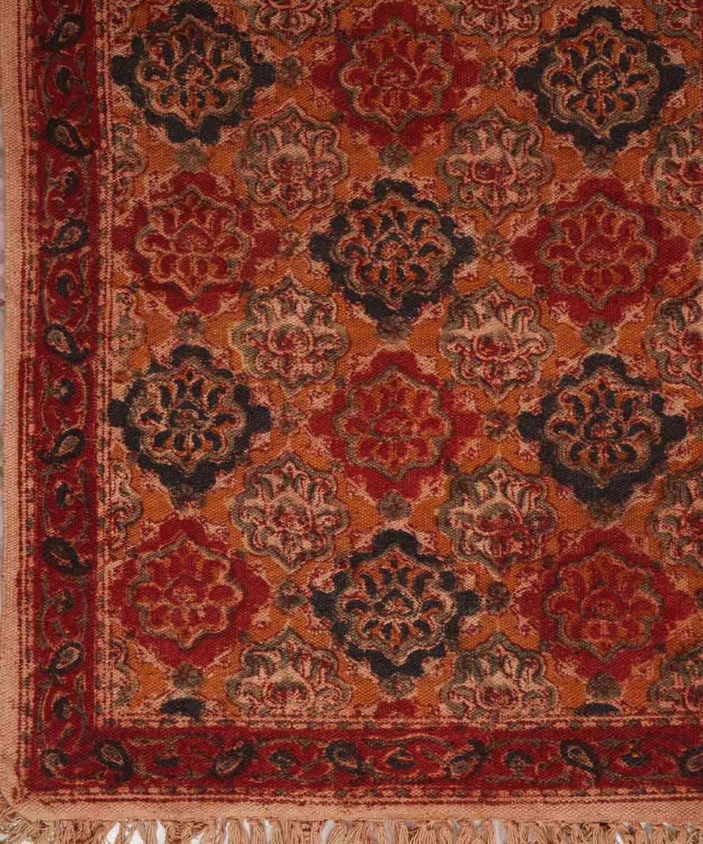 Multicolour handwoven warangal cotton kalamkari dhurrie