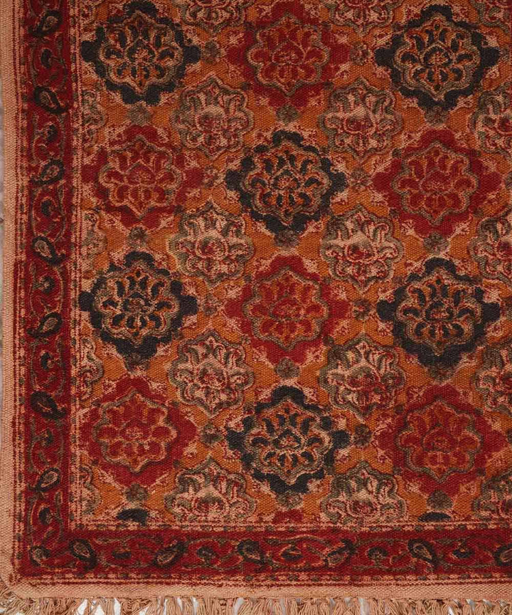 Multicolour handwoven warangal cotton kalamkari dhurrie