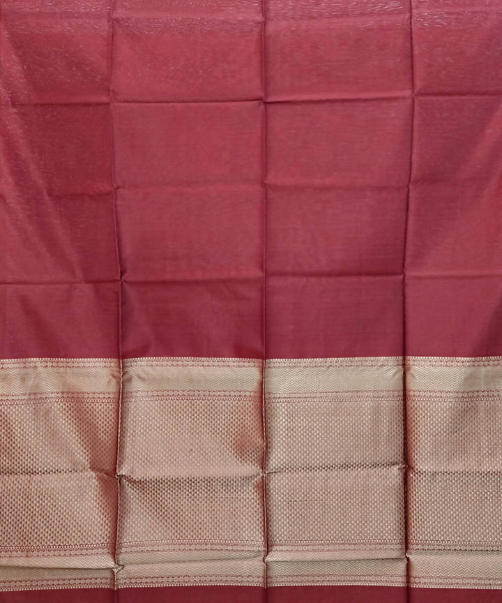 Dark red cream handwoven cotton silk maheshwari saree