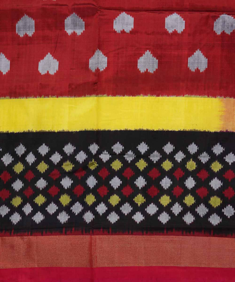 Dark red handloom silk ikat pochampally saree