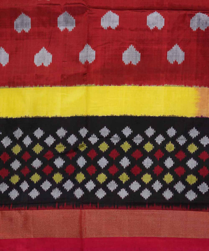 Dark red handloom silk ikat pochampally saree