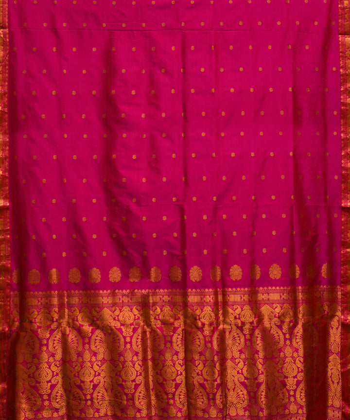 Purbashree pink golden handloom mulberry silk assam saree
