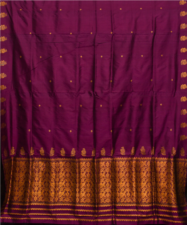 Purbashree purple and golden handwoven mulberry silk assam saree
