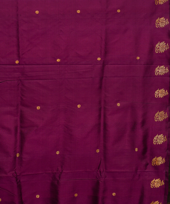 Purbashree purple and golden handwoven mulberry silk assam saree