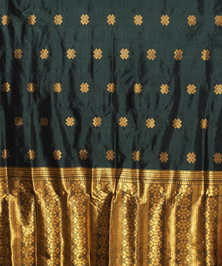 Purbashree black and golden handwoven mulberry silk assam saree