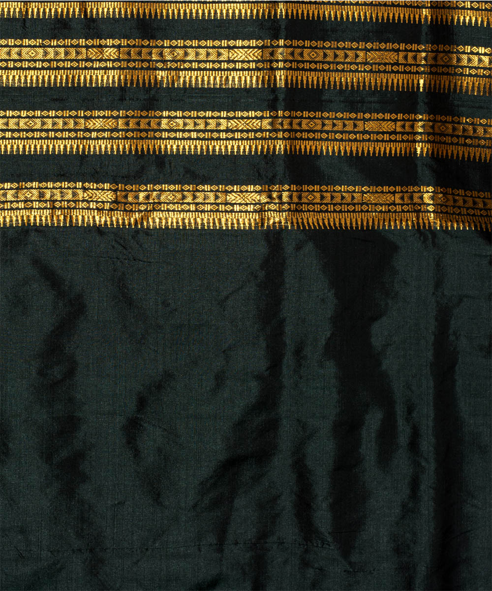 Purbashree black and golden handwoven mulberry silk assam saree
