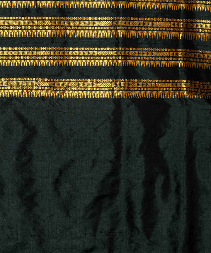 Purbashree black and golden handwoven mulberry silk assam saree