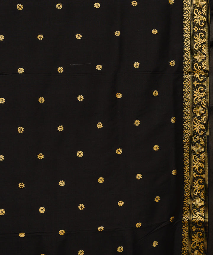 Purbashree black and golden handloom mulberry silk assam saree