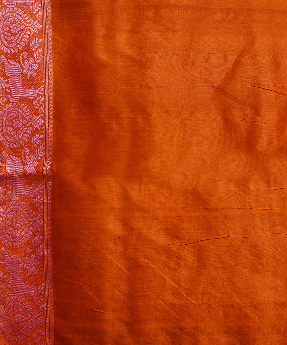 Purbashree orange and pink handwoven mulberry silk assam saree